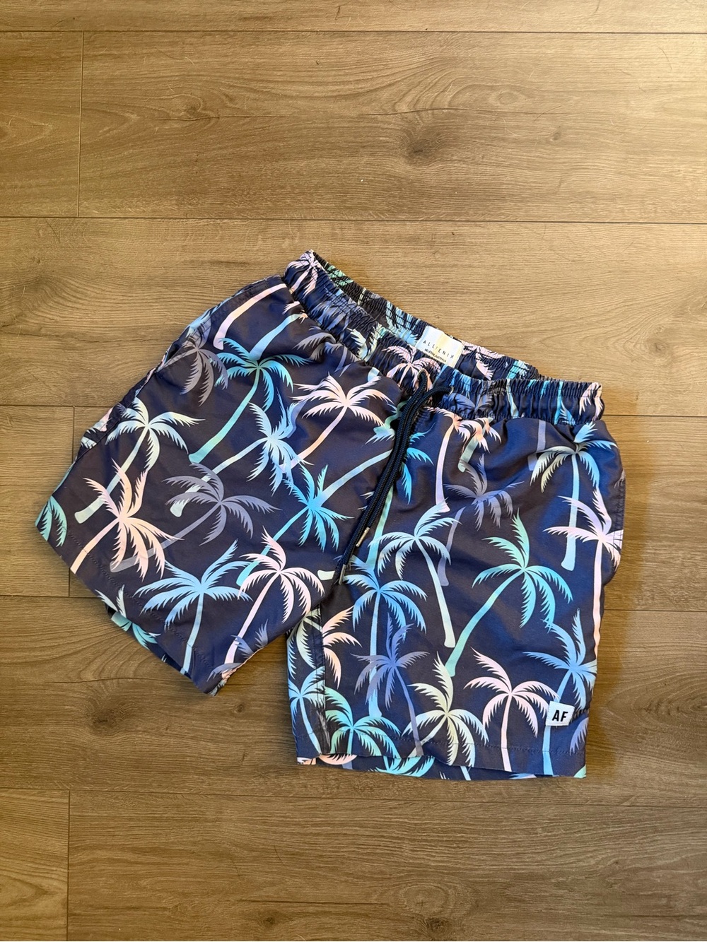 Allfenix Men's Swim Shorts Trunks Green White Dots Mesh Lining Size L